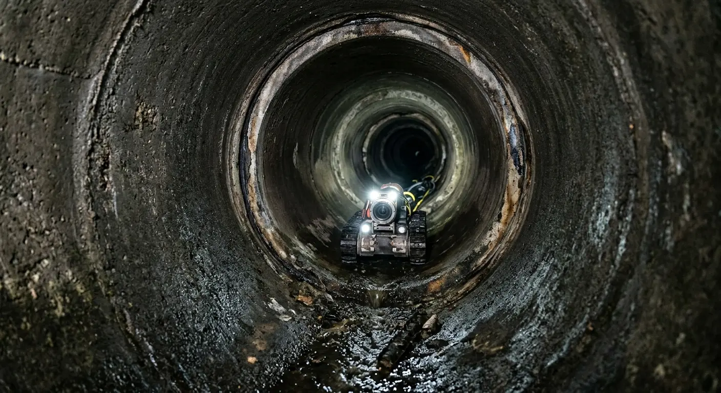 Robotic sewer camera inspecting pipe interior for Drain Snake Service in South Bound Brook